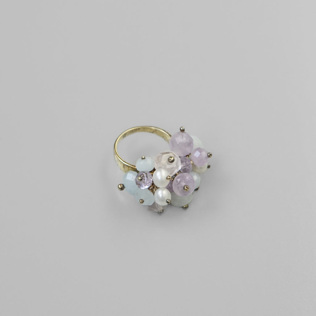 Gold Beaded Dangle Ring
