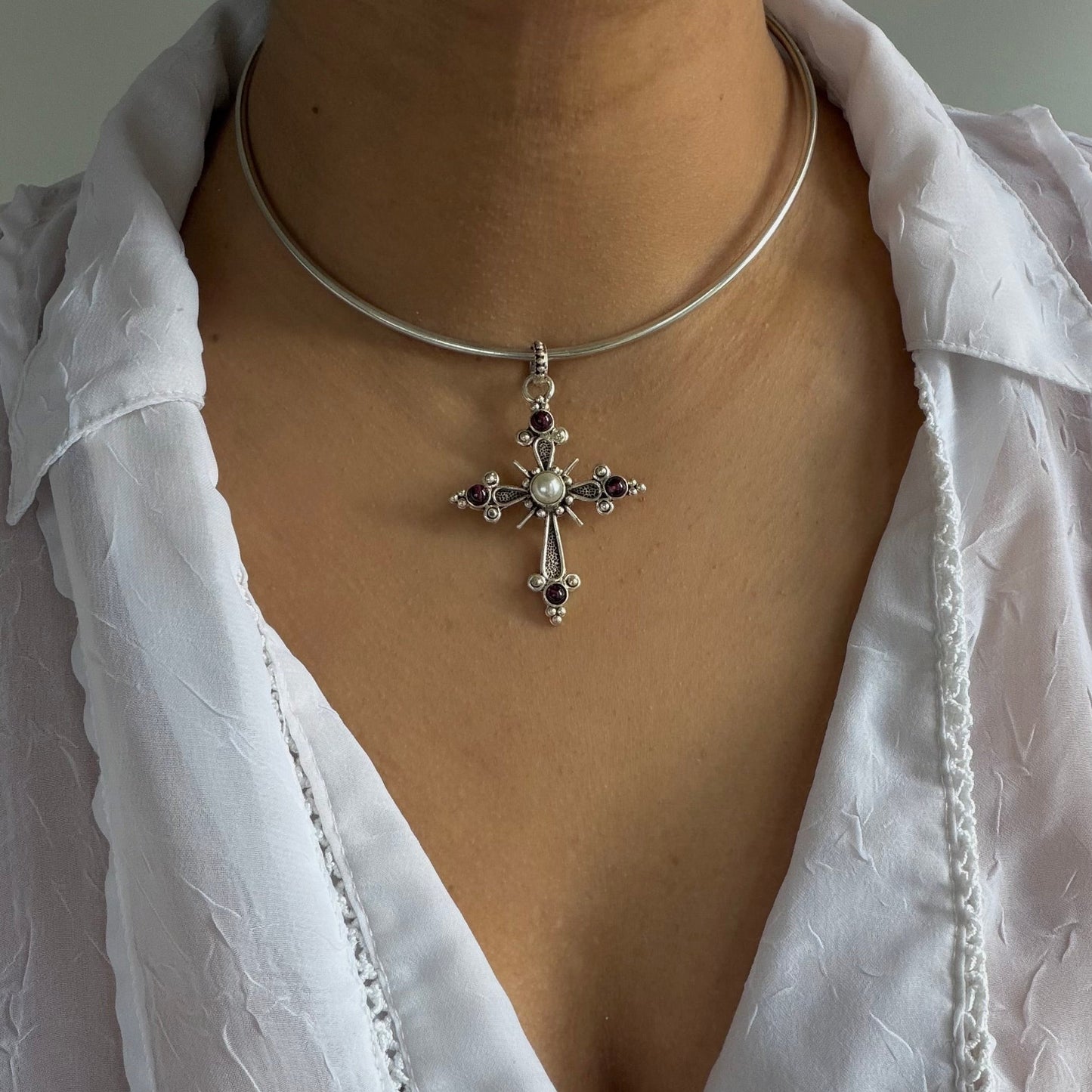 Garnet Pearl Cross