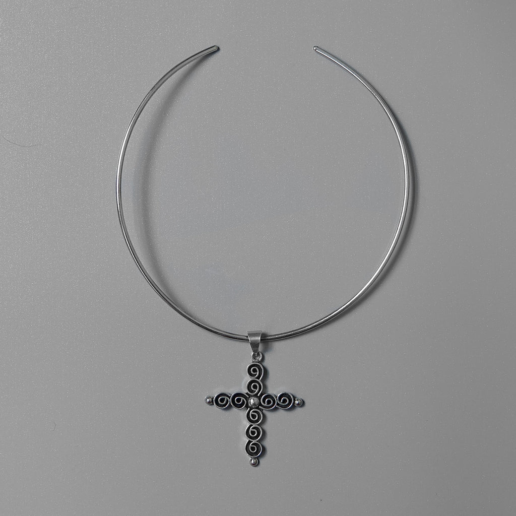 Swirl Cross Collar Necklace