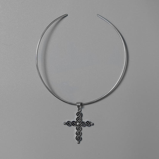 Swirl Cross Collar Necklace