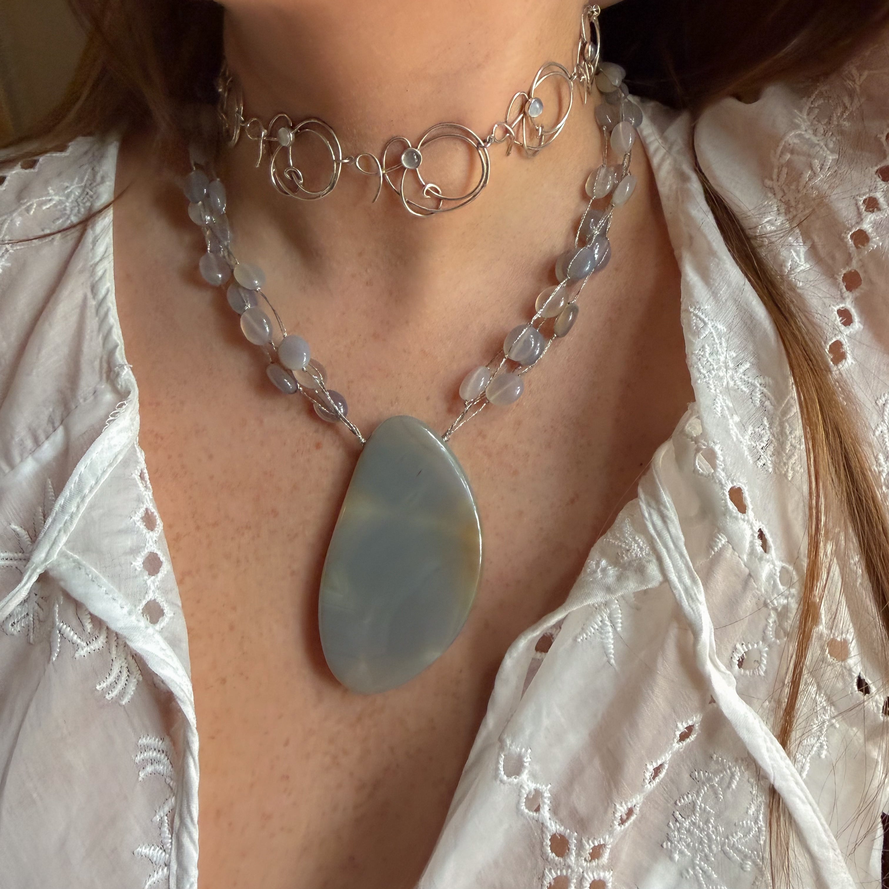 Gray Circle Necklace