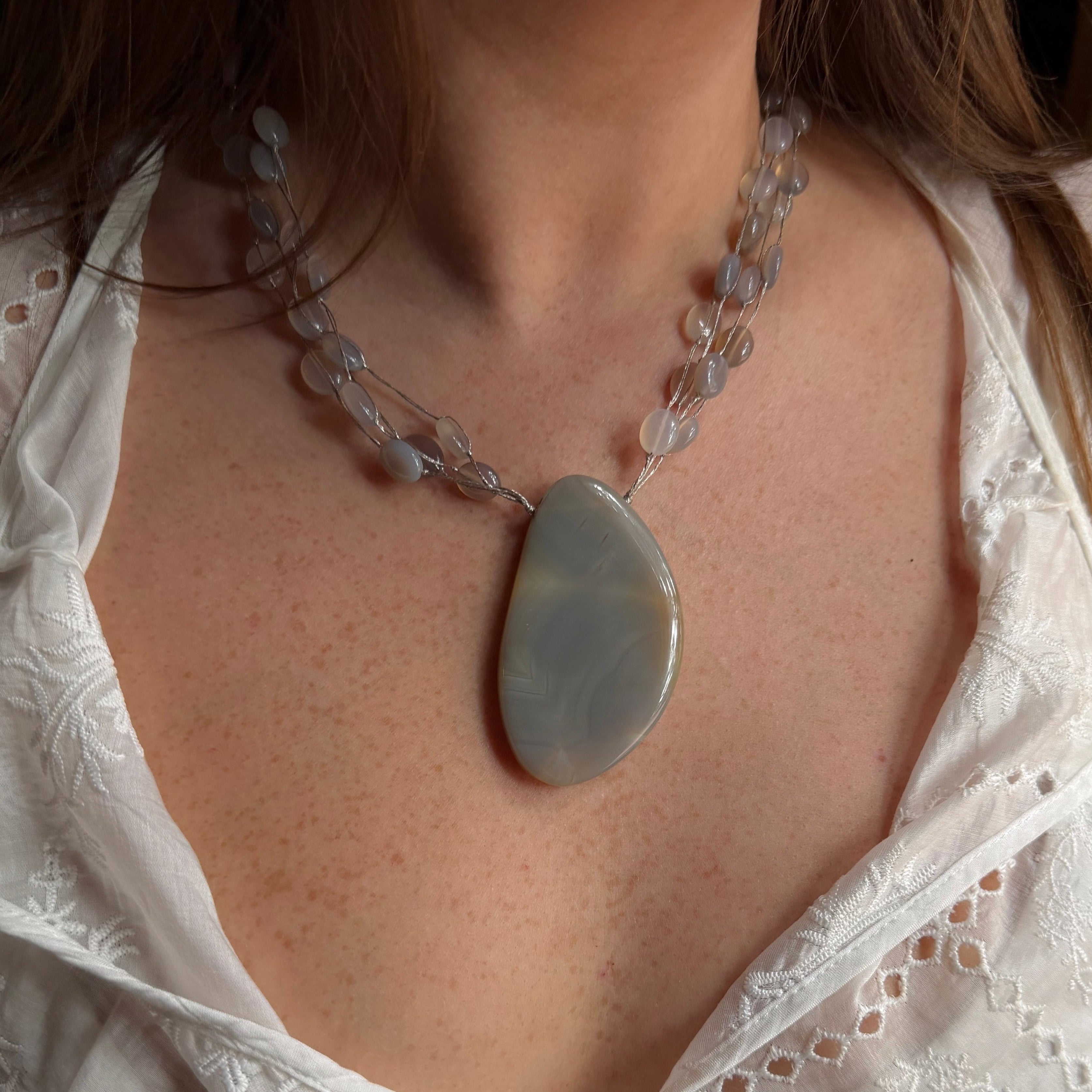 Beaded Gray Necklace