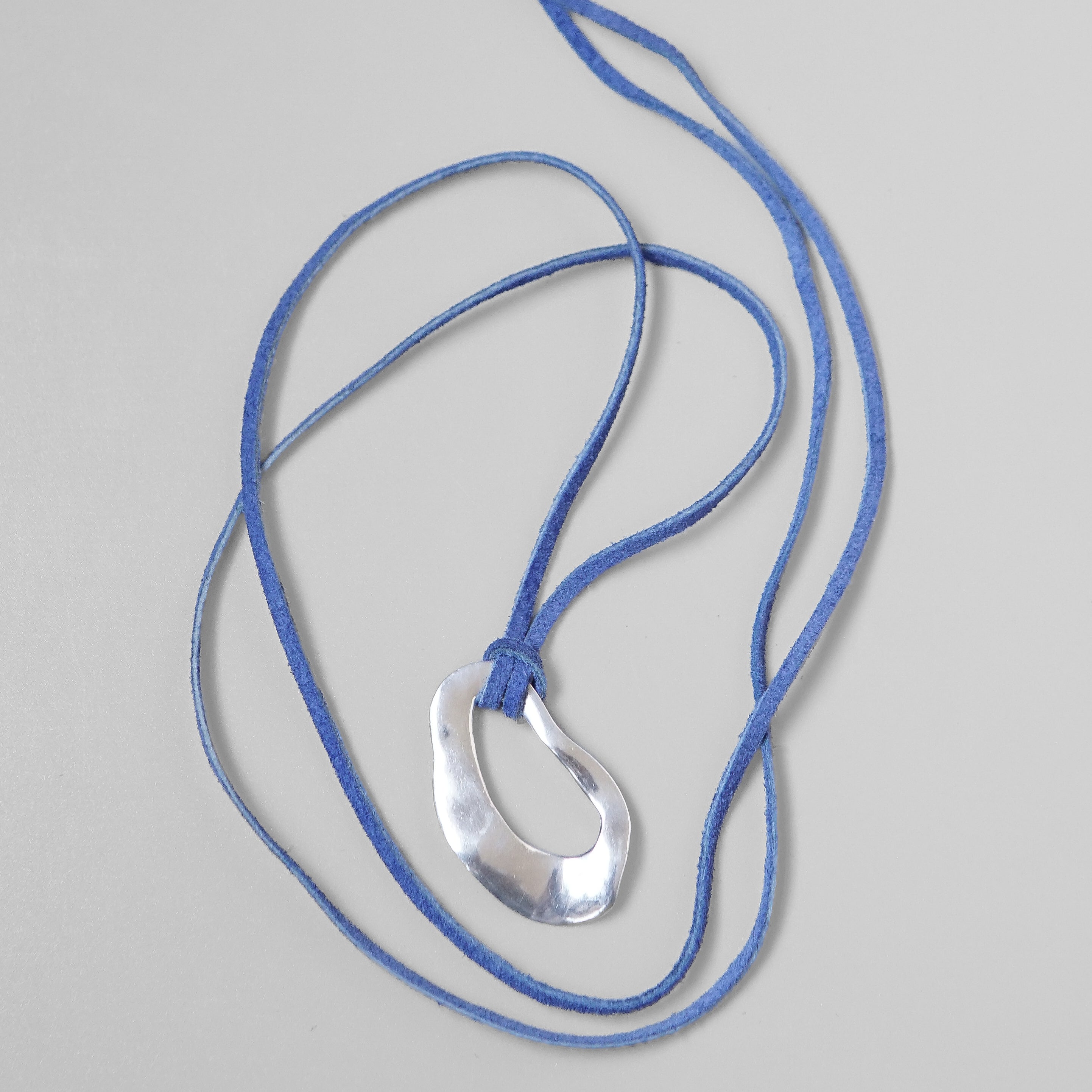 Wavy Blue Cord Necklace