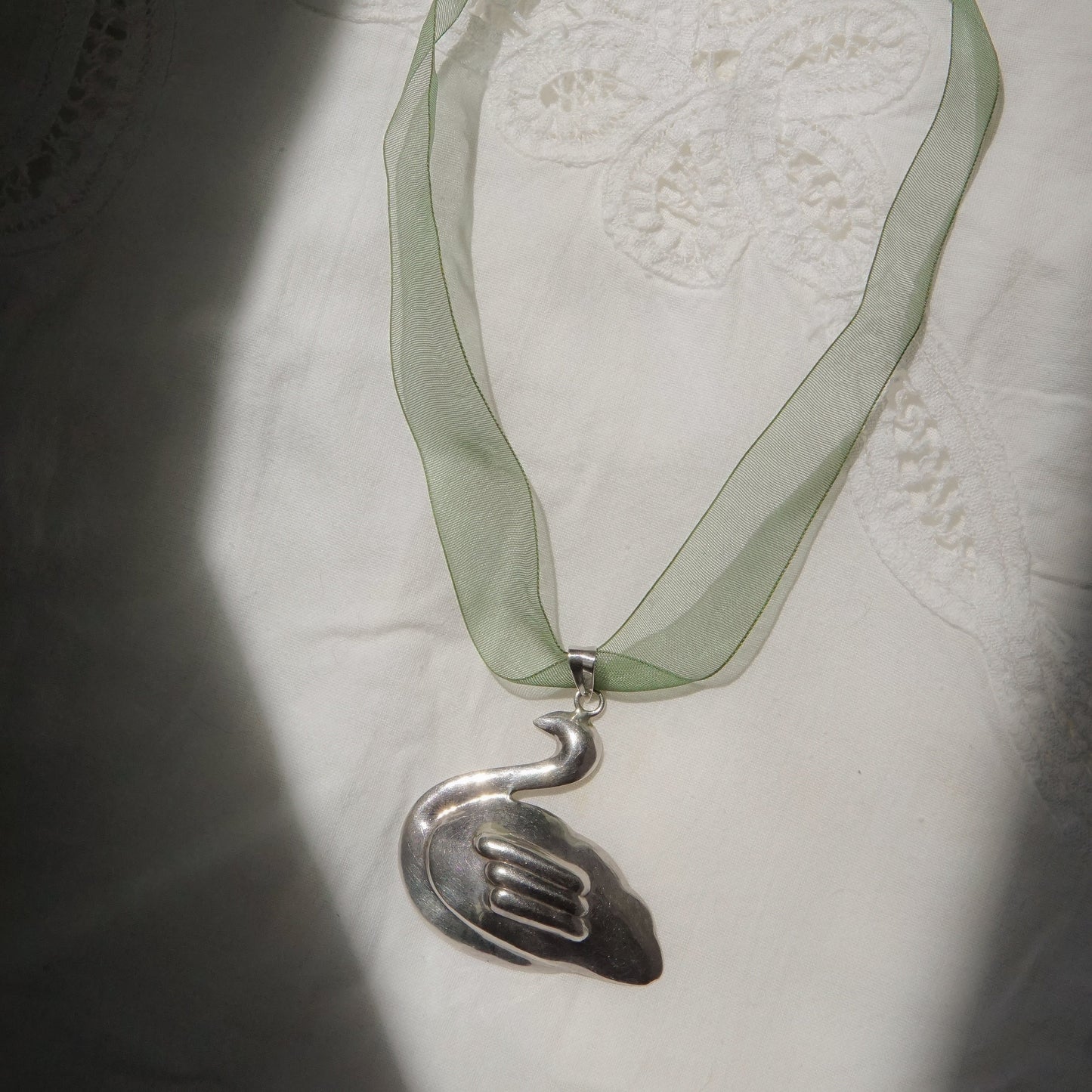 Swan Ribbon Necklace