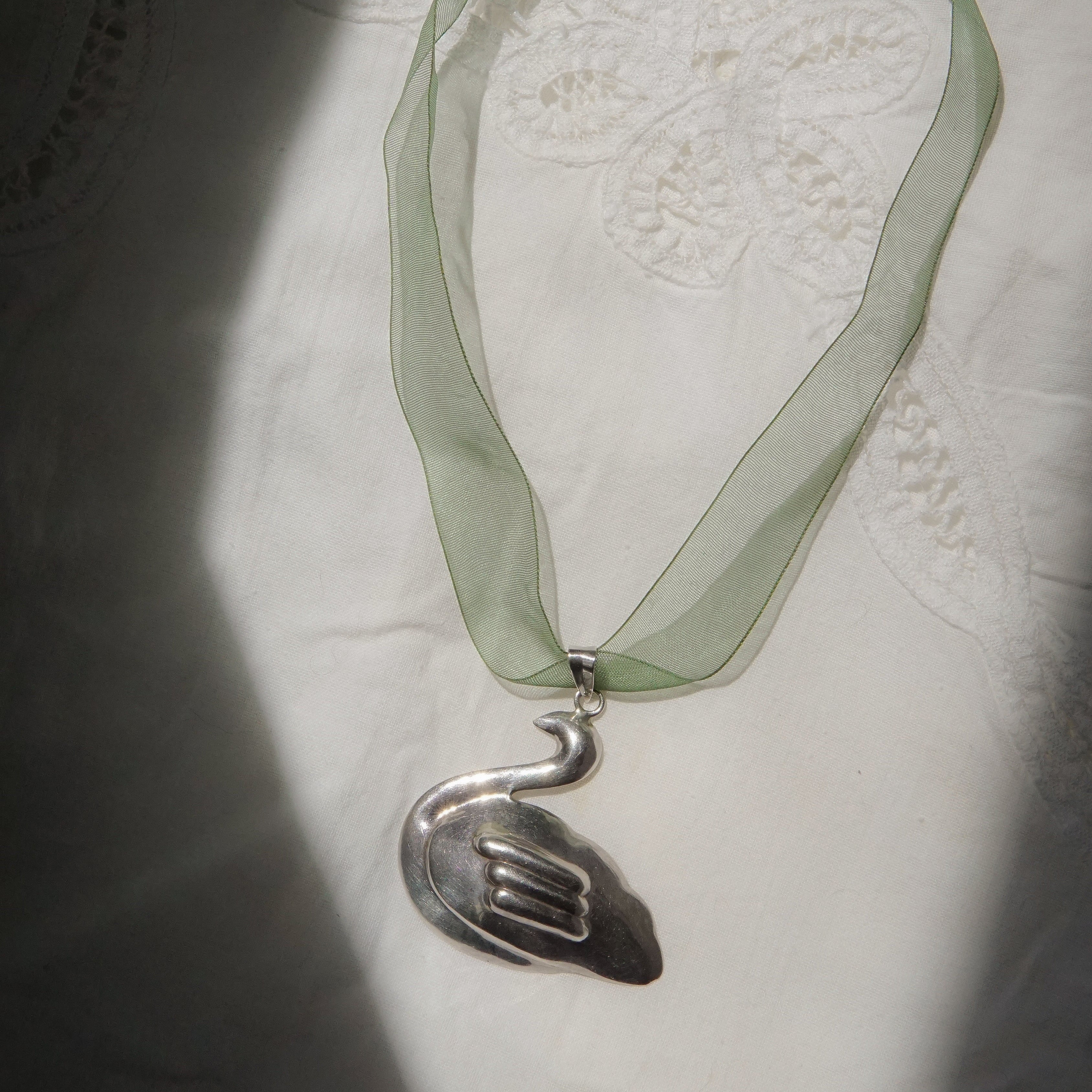 Swan Ribbon Necklace