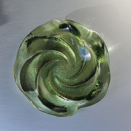 Green Glass Swirl Dish